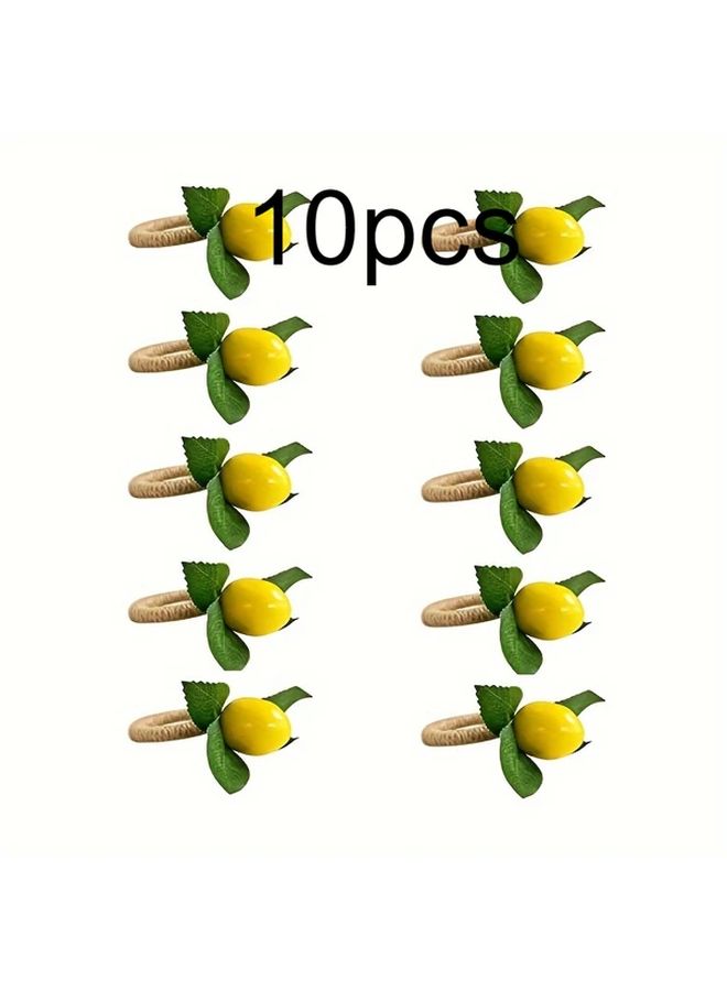 10pcs Realistic Lemon Napkin Rings For Weddings Dinners Banquets And Napkin Holders - Image 1