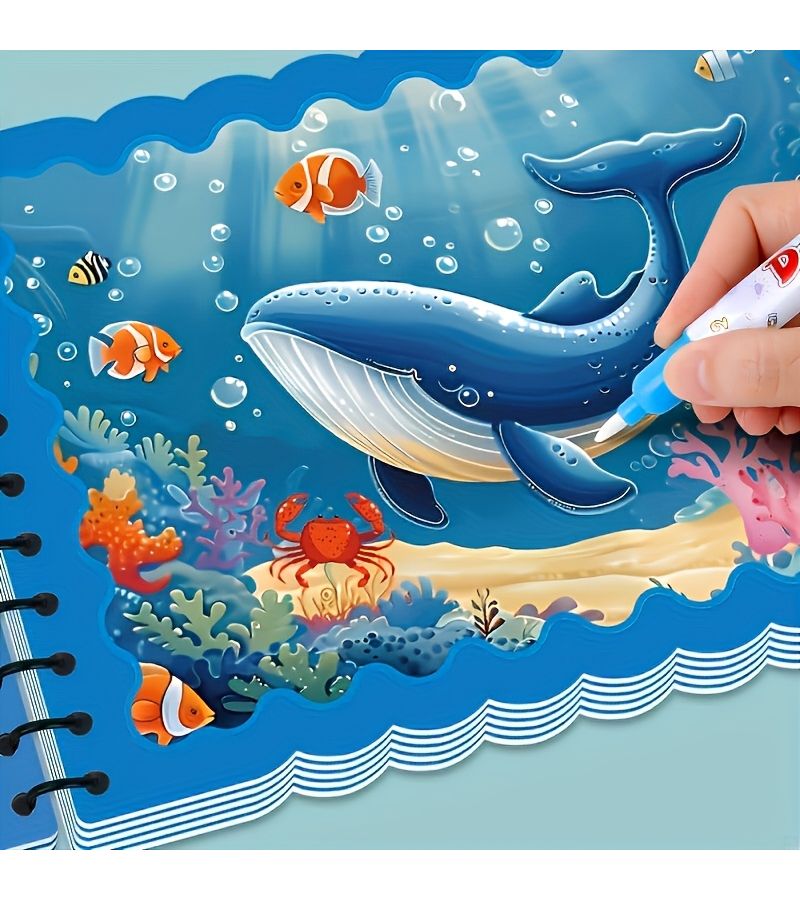 Set of 2 Reusable Watercolor Books with Panda Paradise And Fruit Paradise Designs For Educational Art Projects Boosting Color Awareness And Stress Relief Suitable for Classroom Settings Ideal for Back To School Gifts - Image 1