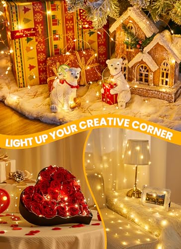 Minetom Fairy Lights with Remote, 66 Feet 200 Led Firefly String Lights Plug in for Bedroom Home Wall Ceiling Christmas Tree Wreath Craft Wedding Party Indoor Outdoor Decoration, Warm White - Image 3