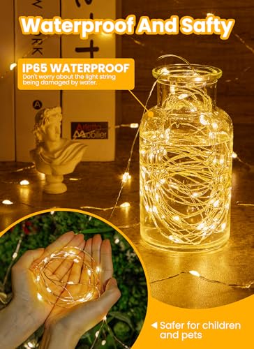 Minetom Fairy Lights with Remote, 66 Feet 200 Led Firefly String Lights Plug in for Bedroom Home Wall Ceiling Christmas Tree Wreath Craft Wedding Party Indoor Outdoor Decoration, Warm White - Image 5