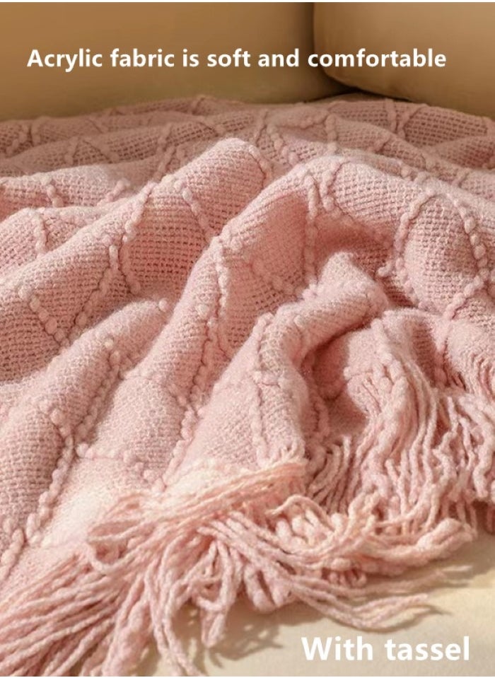 Kutis 1-Piece Lightweight All Season Blanket Sofa Blanket Summer Blanket Acrylic Fiber Pink 180x127 cm  - Image 3