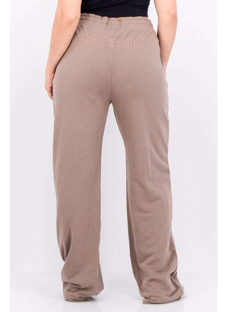 Juicy Couture Women Regular Fit Embroidered Logo Palazo Pant, Brown  - Image 4