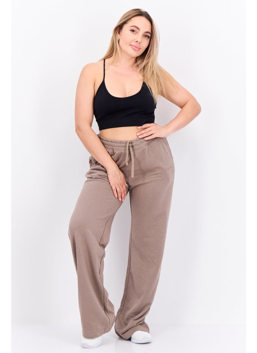 Juicy Couture Women Regular Fit Embroidered Logo Palazo Pant, Brown  - Image 2