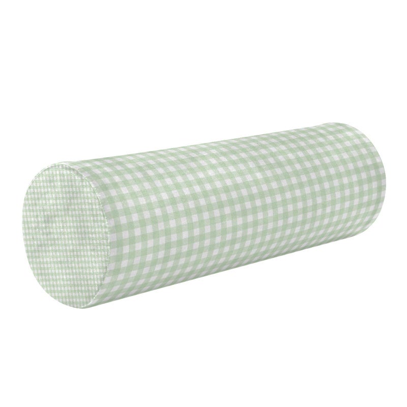 WELLDAY Green Gingham Checkered Neck Roll Pillow - Extra Dense Memory Foam Round Cylinder Bolster for Cervical Support, Spondylosis, Neck Pain Relief - Image 1
