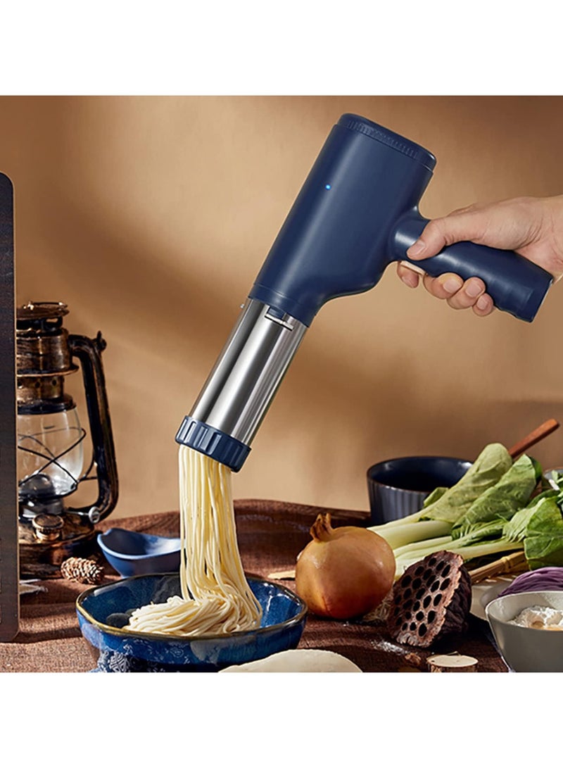 Electric Pasta Maker, Electric Noodle Maker, High Efficiency Handheld Press Pasta Machine with 6 Moulds, Premium Materials, Portable Automatic Pasta Maker Machine for Home Use (Blue) - Image 1
