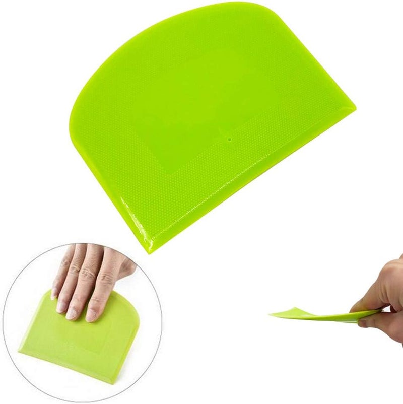 lasenersm 2 Pieces Dough Scraper Bowl Food-safe Plastic Dough Cutter Flexible Bench Multipurpose Food Scrappers for Bread Dough Cake Fondant Icing, White, Green - Image 4