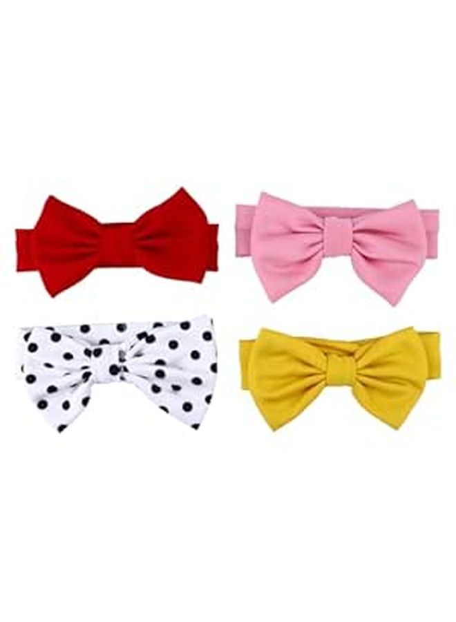4pcs Bow Hairbands Set For Newborn And Infants Soft Stretchy Headband Hair Accessories Color Random Suitable For Hair Styling - Image 1