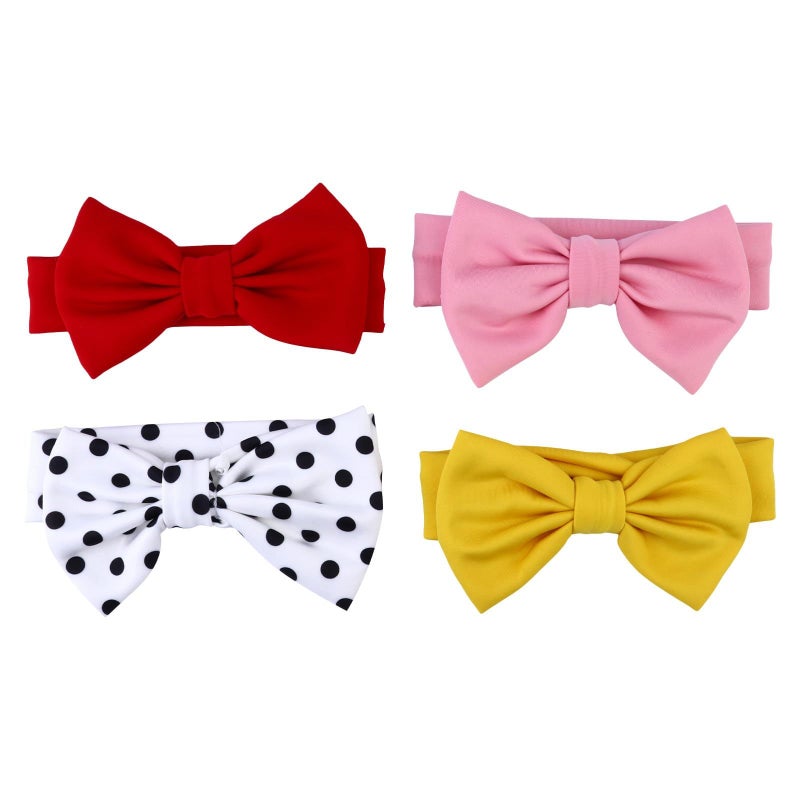 4pcs Bow Hairbands Set For Newborn And Infants Soft Stretchy Headband Hair Accessories Color Random Suitable For Hair Styling - Image 2