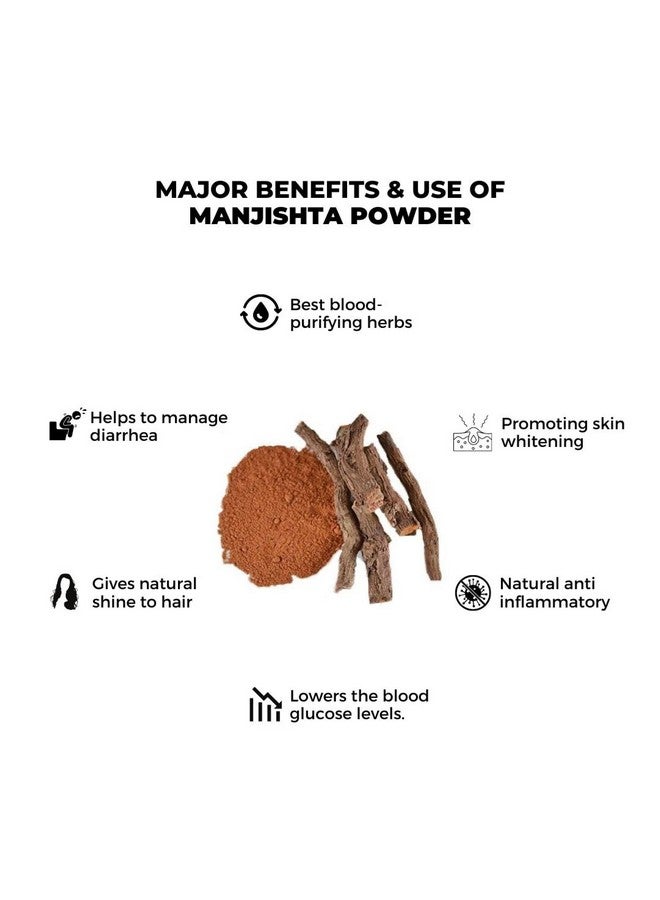 NeutraVed Manjistha Root - 100g, Organic Indian Madder, for Eating also Face and Hair Care, Skin - Ayurvedic Herbs for Men and Women, Packed Clean in Stand-Up Zipper Bag - 100g - Image 5