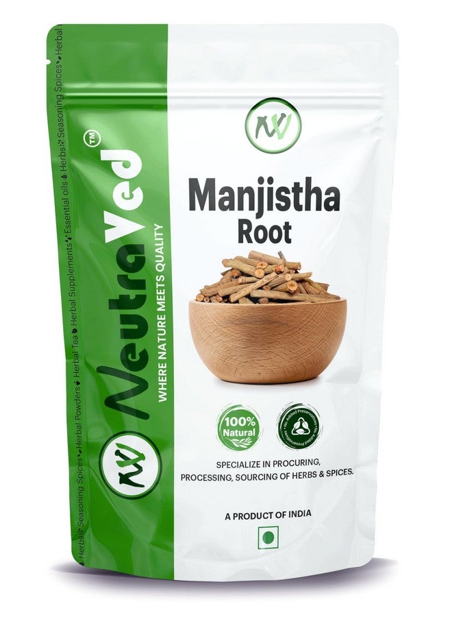 NeutraVed Manjistha Root - 100g, Organic Indian Madder, for Eating also Face and Hair Care, Skin - Ayurvedic Herbs for Men and Women, Packed Clean in Stand-Up Zipper Bag - 100g - Image 1