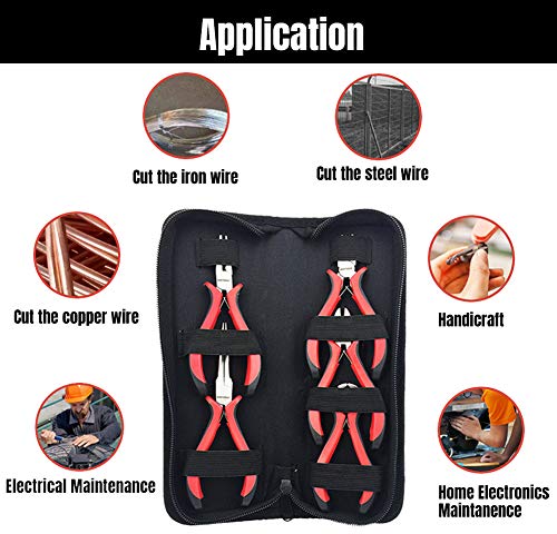 NORTOOLS Mini Pliers Set 5 PCS Jewelry Plier Includes Long Nose,Wire Plier,pointed nose, Pliers with Grip Cutting Tools Set for DIY & Jewelry Making Supplies Repair - Image 5