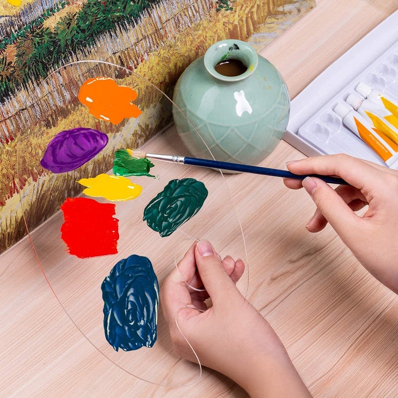 URBAN BOX 3pcs Acrylic Paint Palette with Thumb Hole and Protective Brown Paper,Clear Non-Stick Acrylic Oil Paint Mixing Tray for Watercolor Craft DIY Art - Image 5