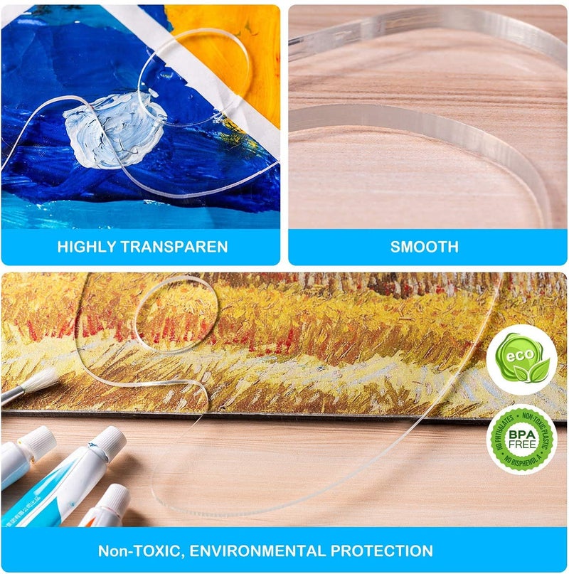 URBAN BOX 3pcs Acrylic Paint Palette with Thumb Hole and Protective Brown Paper,Clear Non-Stick Acrylic Oil Paint Mixing Tray for Watercolor Craft DIY Art - Image 4