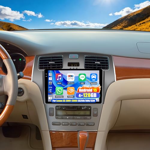 UNITOPSCI Android 15 4G+128G for Lexus ES 2001-2005 ES250/300/330 Car Stereo Radio with Wireless CarPlay Android Auto, 9”1280 * 720P IPS Touchscreen, Bluetooth-5.0, DSP, 32-Band EQ, GPS, WiFi, AHD Rear Cam,SWC - Image 1