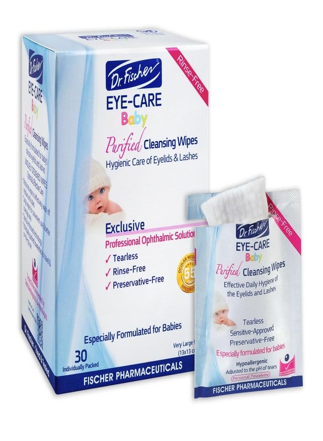 Dr. Fischer Purified, Non Irritating, Tear Free, Hypoallergenic & Sensitive Approved Baby Eyelid Wipes by Dr. Fischer - Pre-moistened, Rinse Free and Pediatrician Recommended - (30) - Image 1