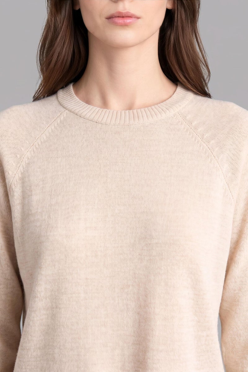 DeFacto Beige Woman Regular Fit Crew Neck Knit Tunic Casual - Image 4