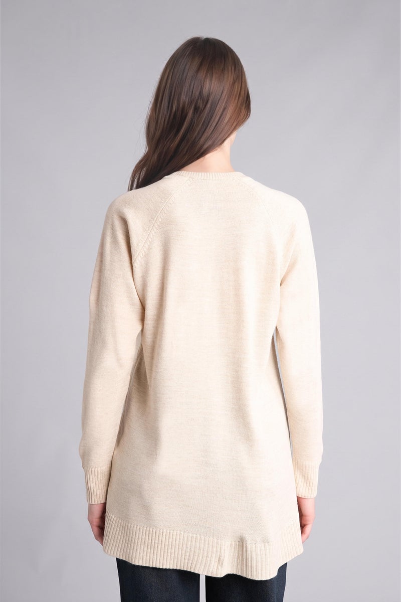DeFacto Beige Woman Regular Fit Crew Neck Knit Tunic Casual - Image 5