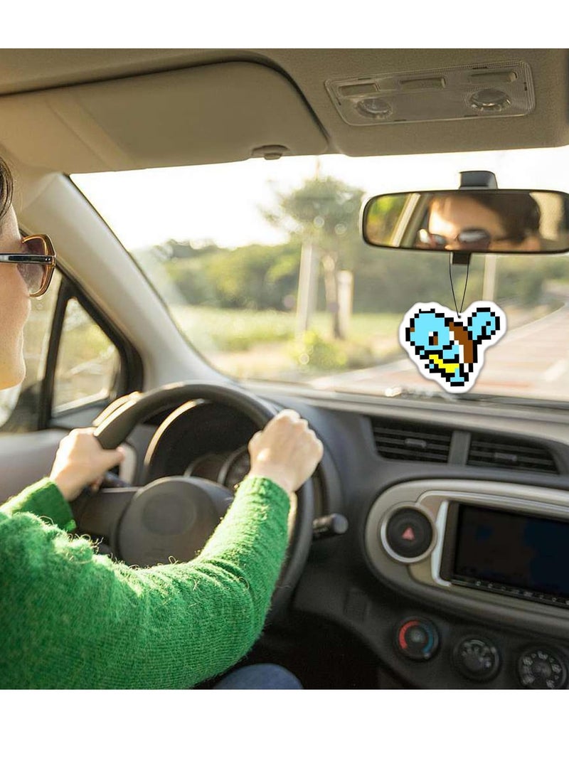 جي تي عطر هواء كرتوني معلق 8 قطع برائحة الثلج المنعشة هدايا إكسسوارات سيارات الألعاب الرجعية زينة عيد الميلاد للسيارة، زينة مرآة الرؤية الخلفية المعلقة، ديكور داخلي للسيارة - Image 3