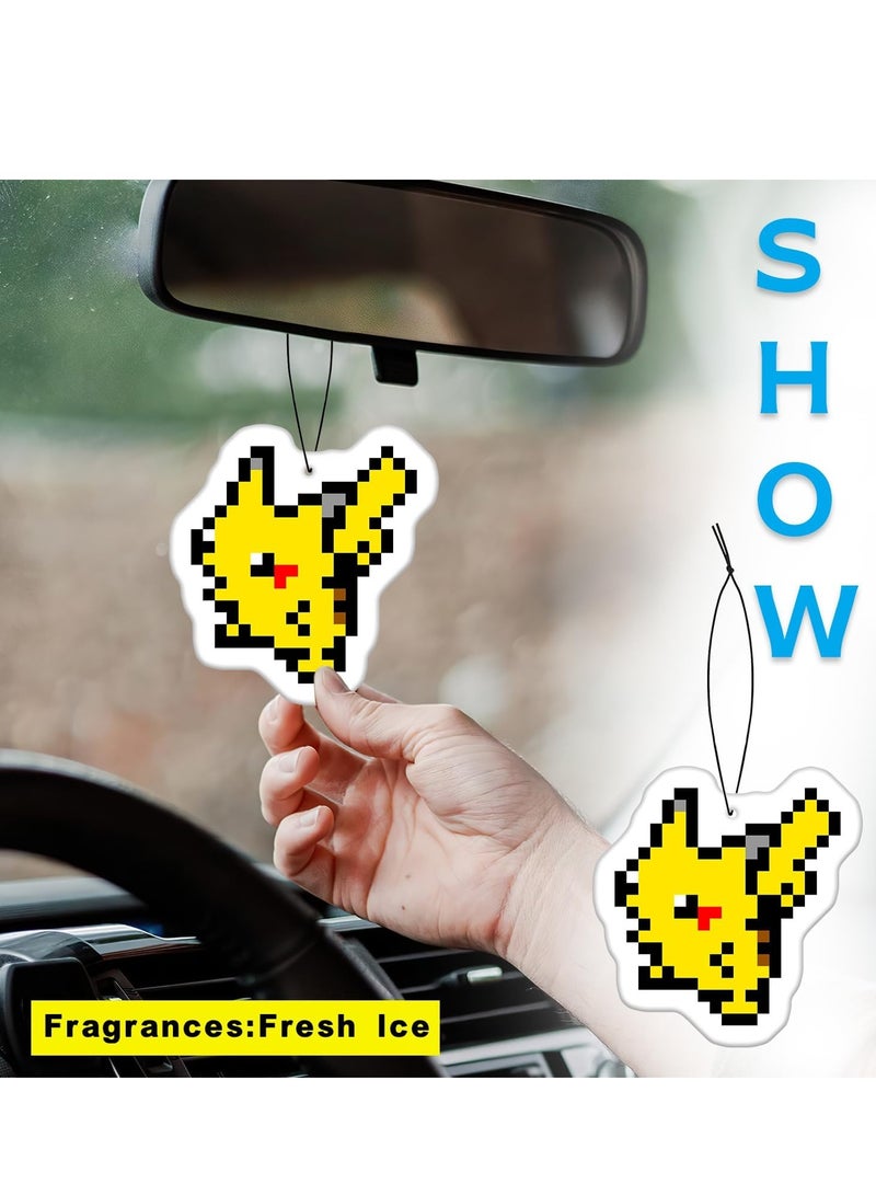 جي تي عطر هواء كرتوني معلق 8 قطع برائحة الثلج المنعشة هدايا إكسسوارات سيارات الألعاب الرجعية زينة عيد الميلاد للسيارة، زينة مرآة الرؤية الخلفية المعلقة، ديكور داخلي للسيارة - Image 4