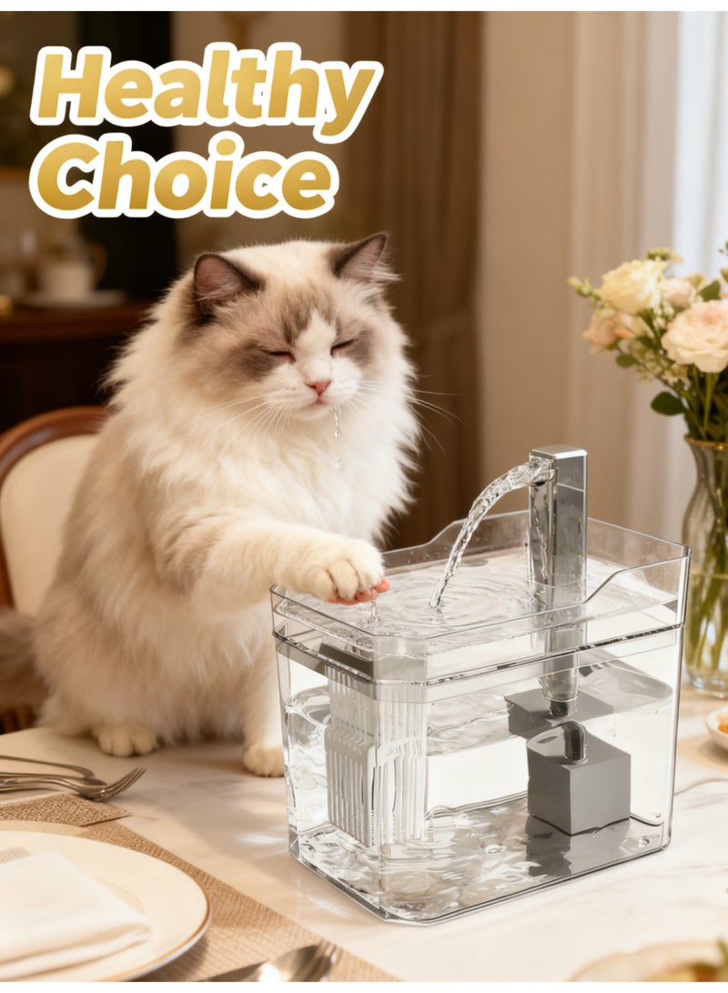 نافورة مياه للحيوانات الأليفة سعة كبيرة، بطارية 30 يومًا، ترشيح عميق، خالية من الرائحة - Image 1