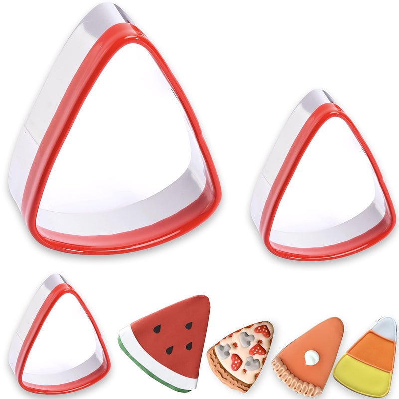 COOKIEQUE COOKIEQUE 3Piece Candy Corn Cookie Cutter Fall Thanksgiving Pumpkin Pie Cookie Cutters Holiday Cookie Cutters Unique Design with Protective Red Top PVC 