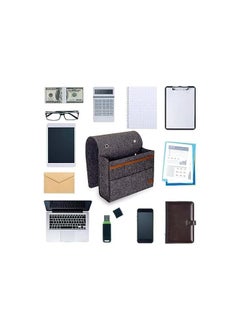The Bros Felt Bedside Caddy Organizer, Bedside Pocket Storage Holder for Books, Tablet, TV Remote, Phone, Accessories, Fits Bed Rails, Sofa, Bunk Bed  - Image 2