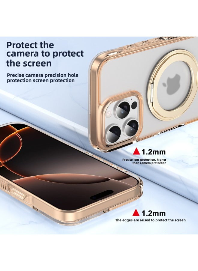 Generic - Suitable For Iphone 16promax Mobile Phone Case Camera Button Full Bag Magnetic Pivot Case For Iphone16pro Mobile Phone-Color:[transparent Blue] With Camera Active Button-magnetic Bracket-Applicable Model:For Iphone 16pro - Image 1