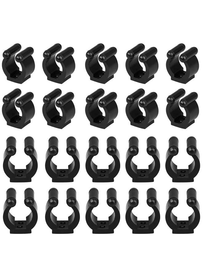 MGGi 20Pcs Wall Mounted Fishing Pole Rod Holder Clips Rubber,Billiards Snooker Cue Locating Clip Holder Regular Fishing Rod Storage Clips Black for Pool Cue Racks or Fishing Rod Storage Rack - Black - Image 1