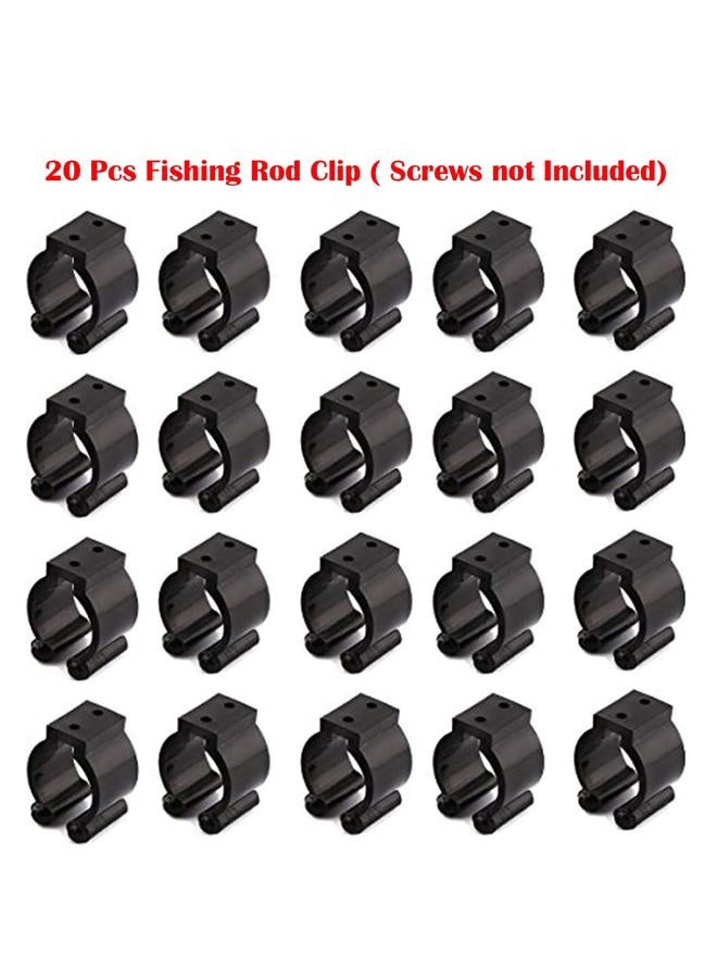 MGGi 20Pcs Wall Mounted Fishing Pole Rod Holder Clips Rubber,Billiards Snooker Cue Locating Clip Holder Regular Fishing Rod Storage Clips Black for Pool Cue Racks or Fishing Rod Storage Rack - Black - Image 2