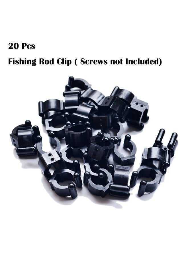 MGGi 20Pcs Wall Mounted Fishing Pole Rod Holder Clips Rubber,Billiards Snooker Cue Locating Clip Holder Regular Fishing Rod Storage Clips Black for Pool Cue Racks or Fishing Rod Storage Rack - Black - Image 5