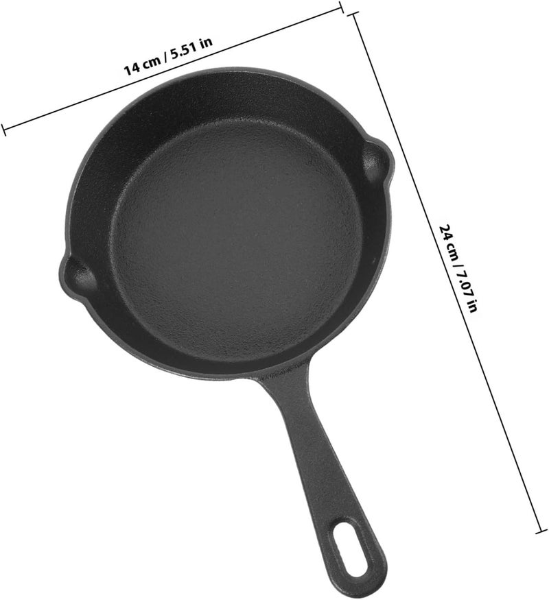 Mini Cast Iron Skillet 14cm Nonstick Small Egg Frying Pan Thickened Iron Kitchen Pan for Breakfast Cooking - Image 2