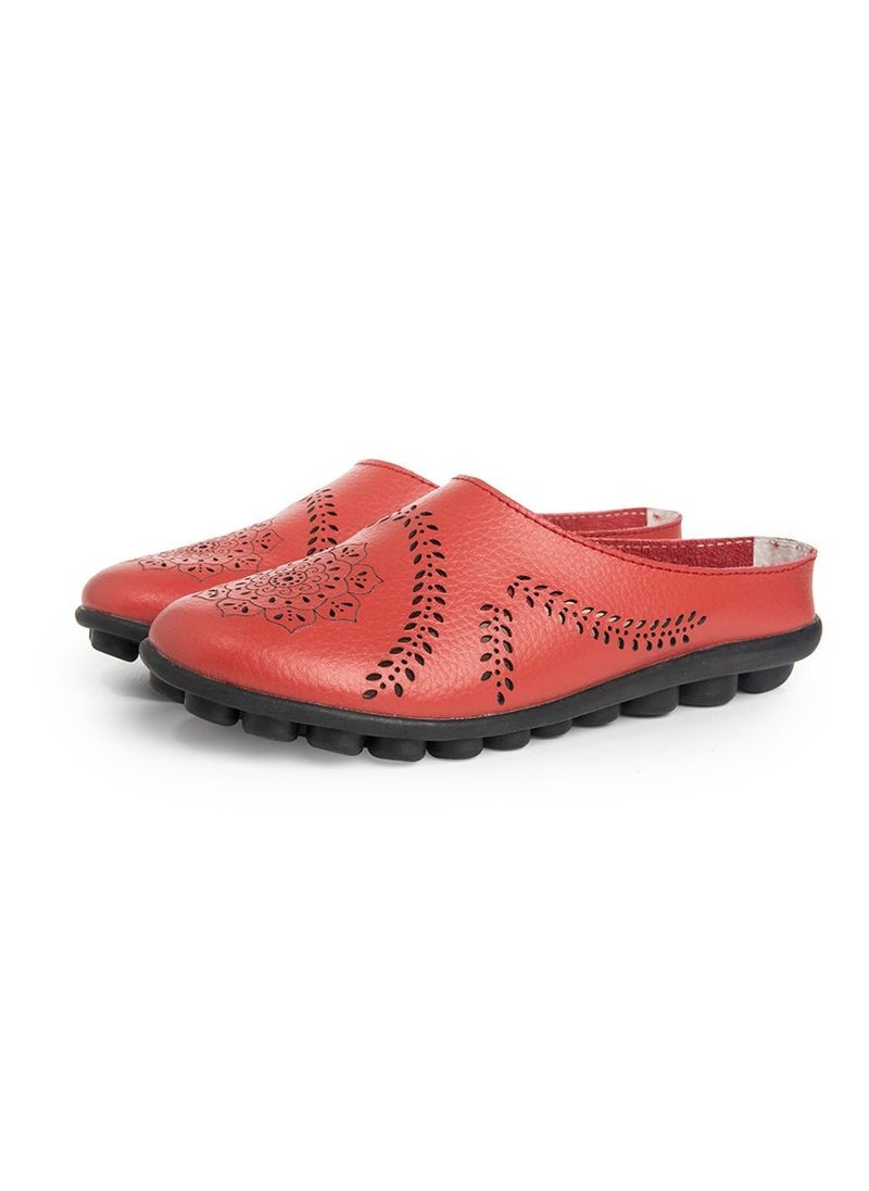 Loquat Women's New Spring/Summer Slippers Low Top Flat Shoes Red 