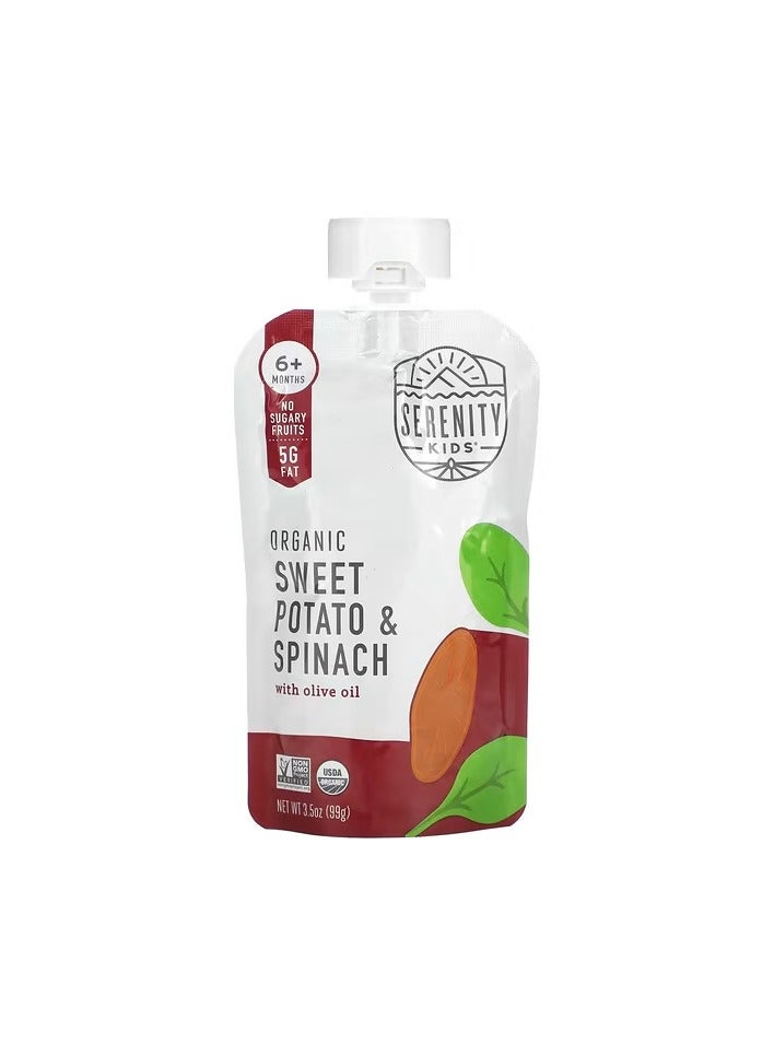 SERENITY KIDS Serenity Kids, Organic Sweet Potato & Spinach with Olive Oil, 6+ Months, 3.5 oz (99 g)