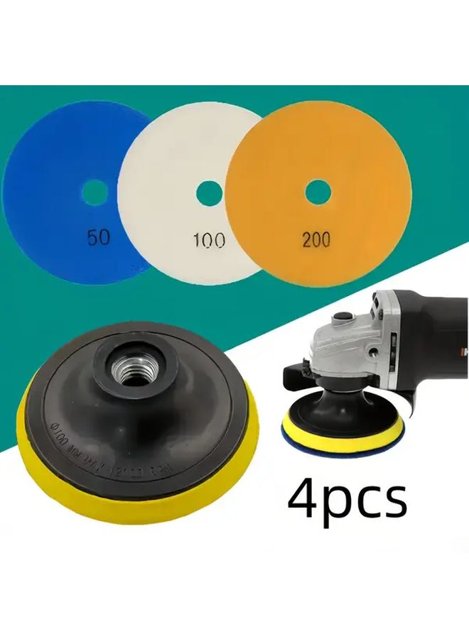 4pcs Diamond Polishing Pads Kit 100mm Wet Dry for Granite Marble Concrete Stone Quartz Polishing - Image 4