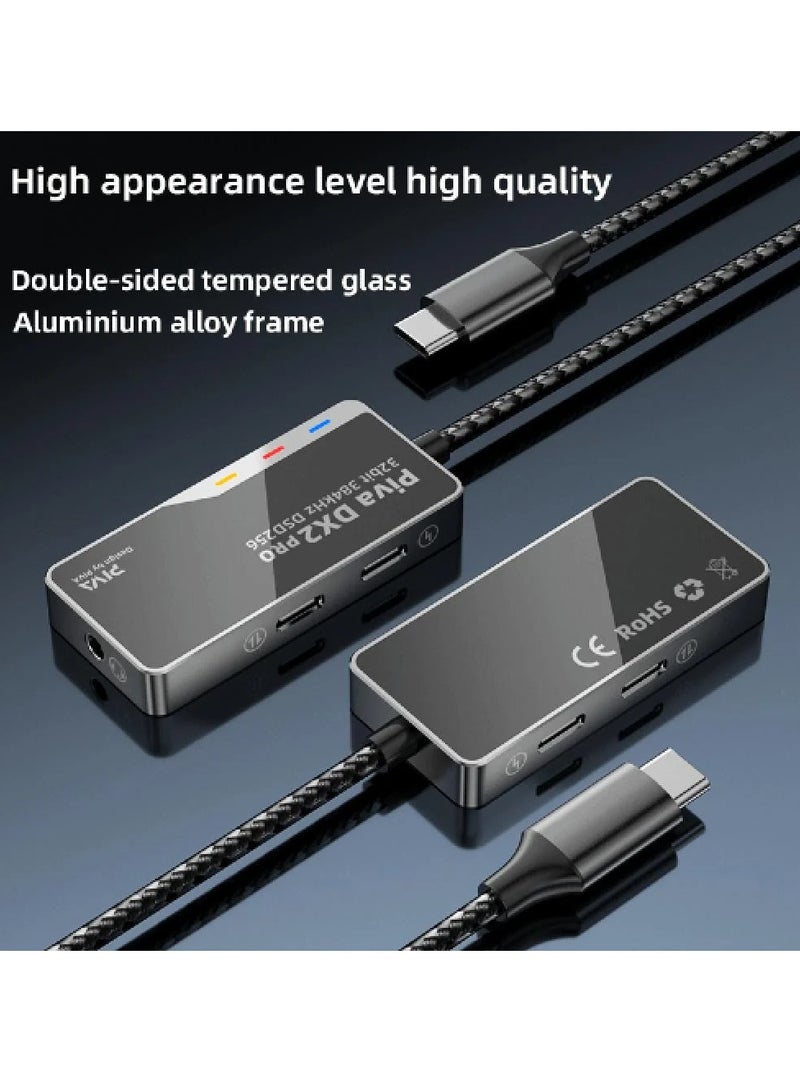 piva BIVA DXZ PRO-L Type-C 3 in 1 AUX Port & 2 Type-C Ports with 60cm Extension Cable The connector comes with an aluminum alloy frame and double-sided tempered glass that reflects the high quality of the connector Black - Image 3