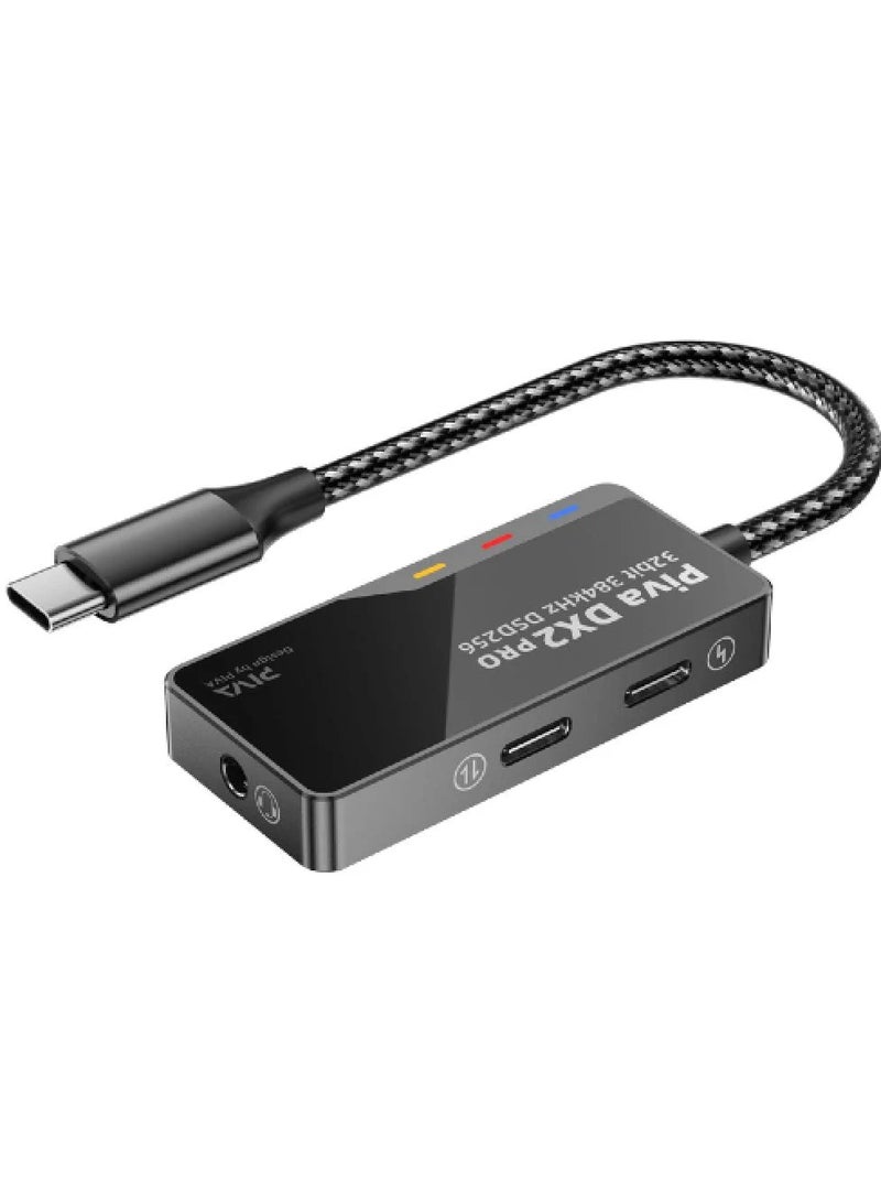 piva BIVA DXZ PRO-L Type-C 3 in 1 AUX Port & 2 Type-C Ports with 60cm Extension Cable The connector comes with an aluminum alloy frame and double-sided tempered glass that reflects the high quality of the connector Black - Image 1