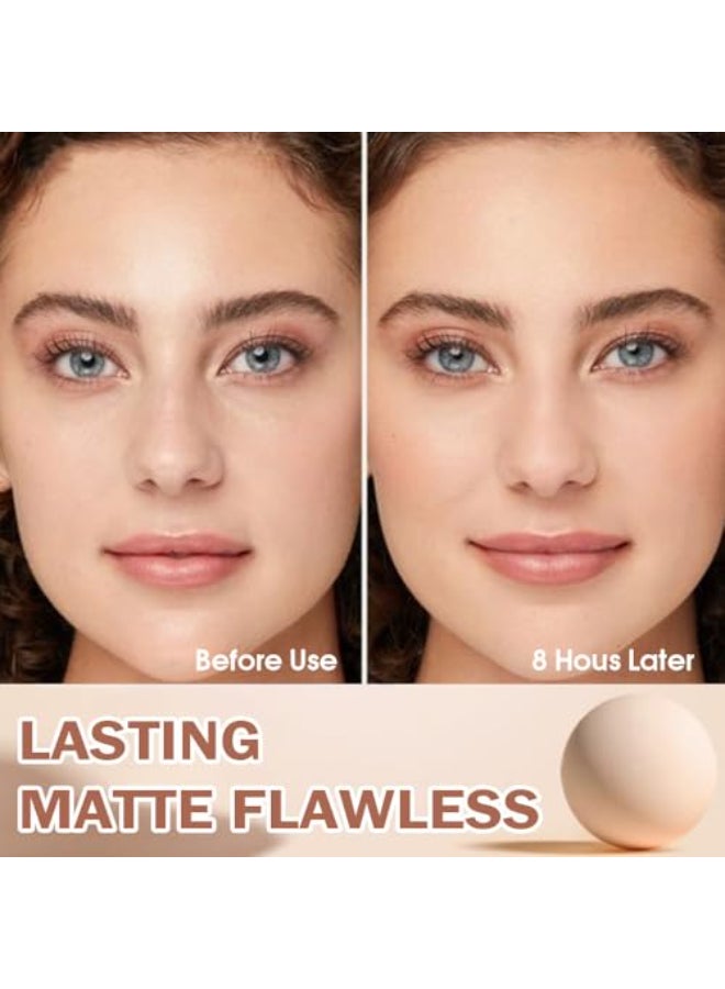 FeiCuiYun Oil Control Matte Perfection Face Powder Compact For Women Matte Smooth Flawless Setting Powder Makeup Polvo Compacto De Maquillaje Waterproof Long Lasting 035Oz 02 Natural Beige - Image 3