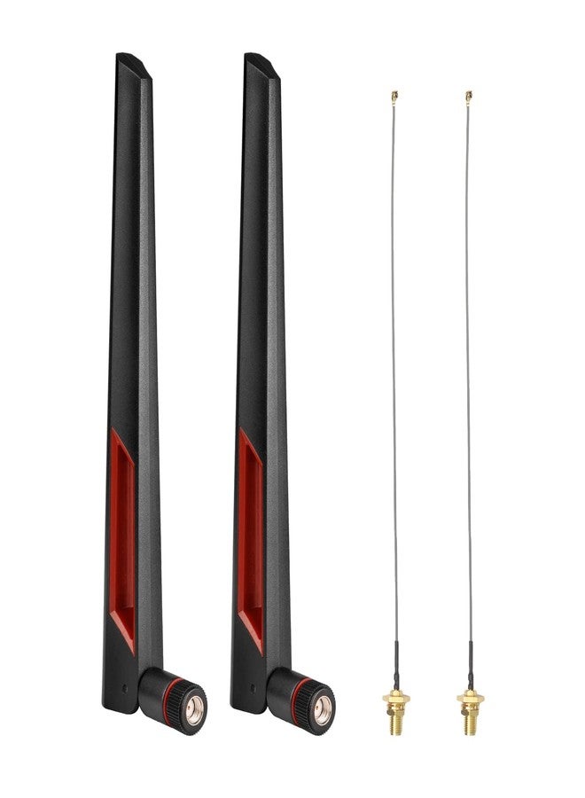 SUPERBAT 8dBi WiFi Antenna 2.4GHz 5GHz 5.8GHz Dual Band RP-SMA Male Antenna + 15CM U.fl/IPEX to RP-SMA Pigtail for Mini PCIe Card Wireless Camera Router PC Desktop WiFi Booster etc. 2pcs - Image 1