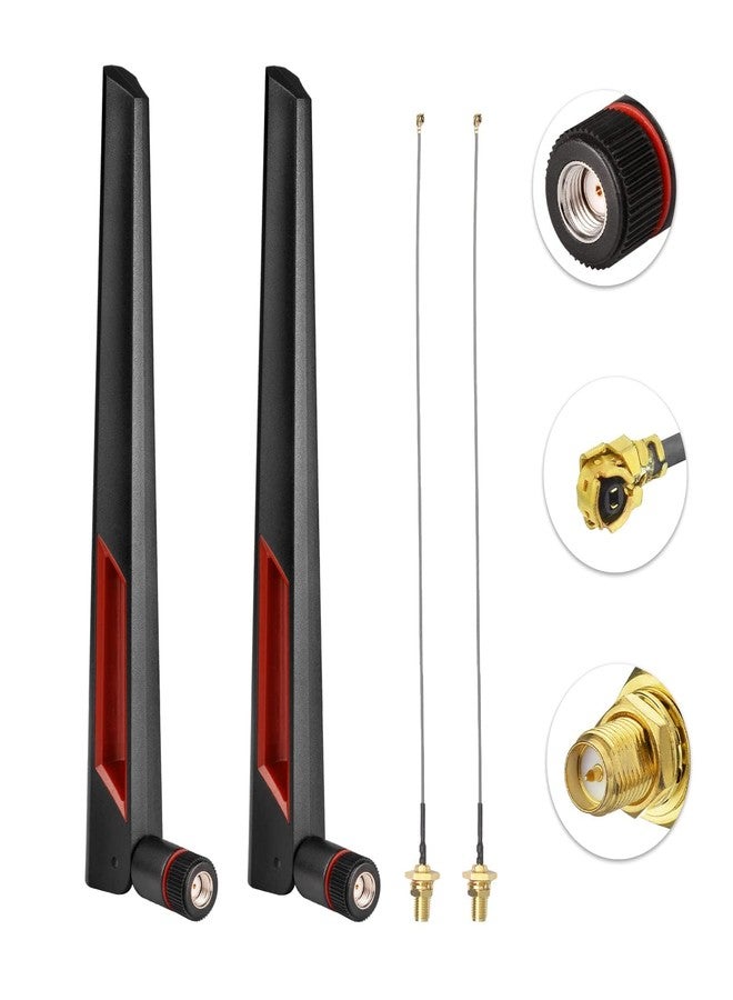 SUPERBAT 8dBi WiFi Antenna 2.4GHz 5GHz 5.8GHz Dual Band RP-SMA Male Antenna + 15CM U.fl/IPEX to RP-SMA Pigtail for Mini PCIe Card Wireless Camera Router PC Desktop WiFi Booster etc. 2pcs - Image 2