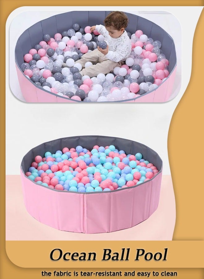 Large Folding Ocean Ball Pit Indoor Game Fence Colorful Ball Pool Made of High Quality Oxford Cloth Children's Leisure Play Very Suitable for Family Use Children's Game Tent (Pink) - Image 1