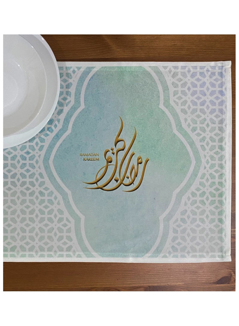 كامكو مفرش طاولة رمضان من كاشكو - 38 × 180 سم مفرش طاولة مخملي أخضر نعناعي لطاولة الطعام ديكورات رمضان للمنزل - غطاء طاولة رمضان فائق النعومة والجميل لتزيين العيد للطاولة - Image 5