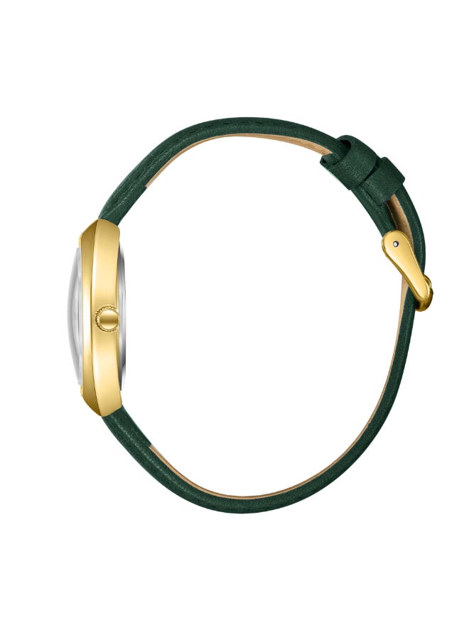 Lee Cooper ساعة لي كوبر النسائية، شاشة تناظرية وحزام جلدي - LC07988.177، أخضر  - Image 3