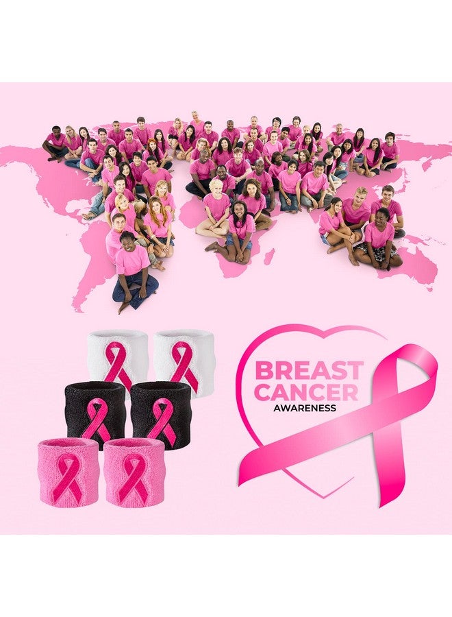 Suddora Pink Ribbon Wristbands - Breast Cancer Awareness Sweatband Pairs (Pink) - Image 5