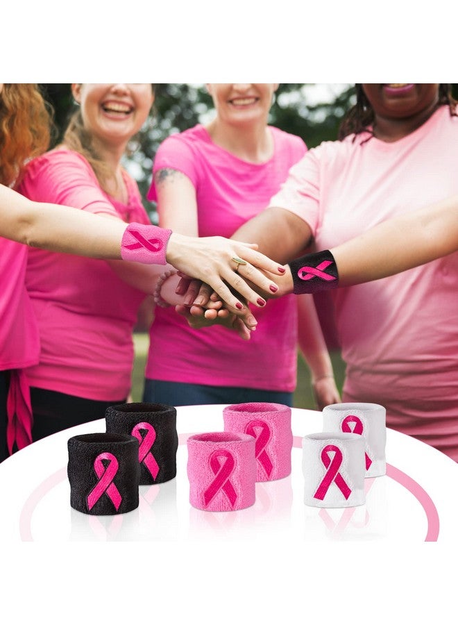 Suddora Pink Ribbon Wristbands - Breast Cancer Awareness Sweatband Pairs (Pink) - Image 4