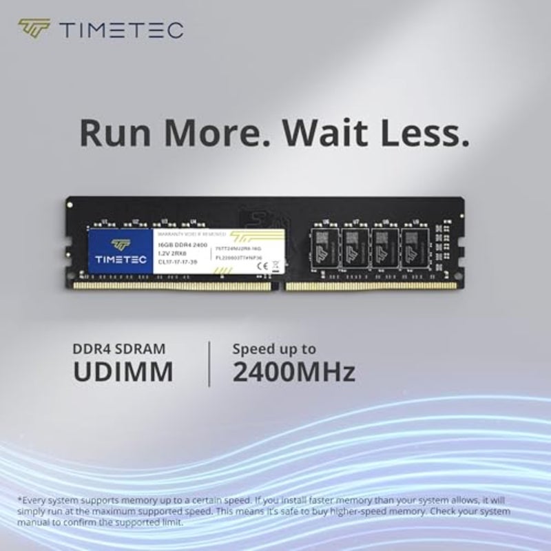 Timetec 16GB DDR4 2400MHz PC4-2400T PC4-19200 UDIMM ذاكرة الوصول العشوائي المكتبية 288-Pin 1.2V CL17 غير ECC غير مخزنة DIMM وحدة الذاكرة ترقية - Image 2