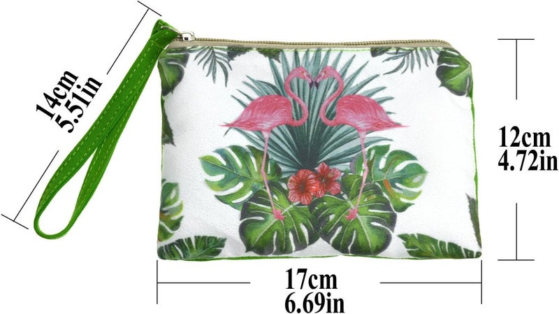 Rantanto Small Cute Cash Coin Purse, Canvas Change Purse, Kawaii Coin Pouch With Handle Christmas Gift For Women Teenager Girls (BG0004 Flamingo) - Image 2