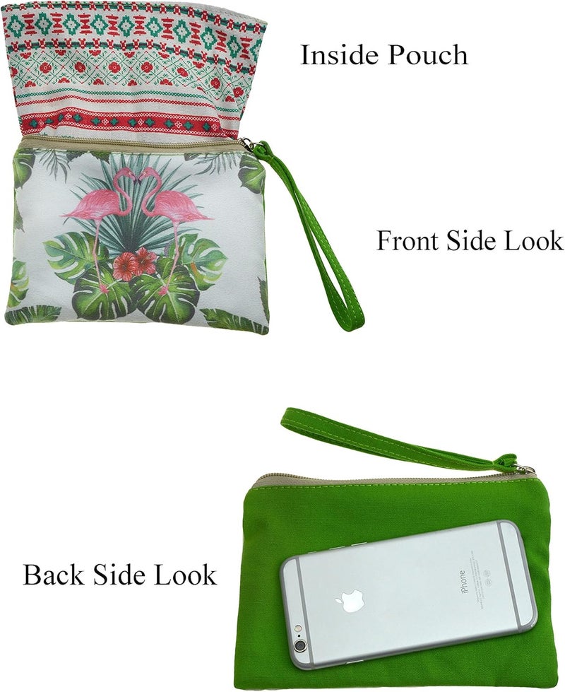 Rantanto Small Cute Cash Coin Purse, Canvas Change Purse, Kawaii Coin Pouch With Handle Christmas Gift For Women Teenager Girls (BG0004 Flamingo) - Image 4