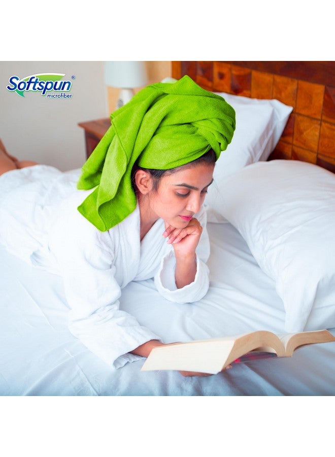 SOFTSPUN Microfiber Bath & Hair Care Towel Set of 1 Piece, 60x120 Cms (Green). Super Soft & Comfortable, Quick Drying, Ultra Absorbent in Large Size. - Image 4