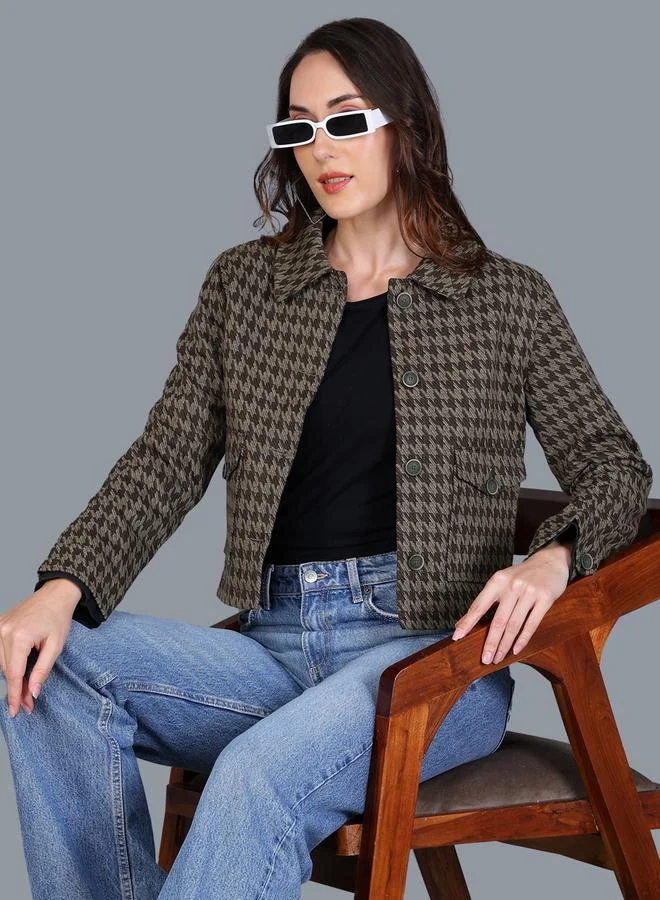 فورت كولينز جاكيت بنقشة رجل الديك بأزرار