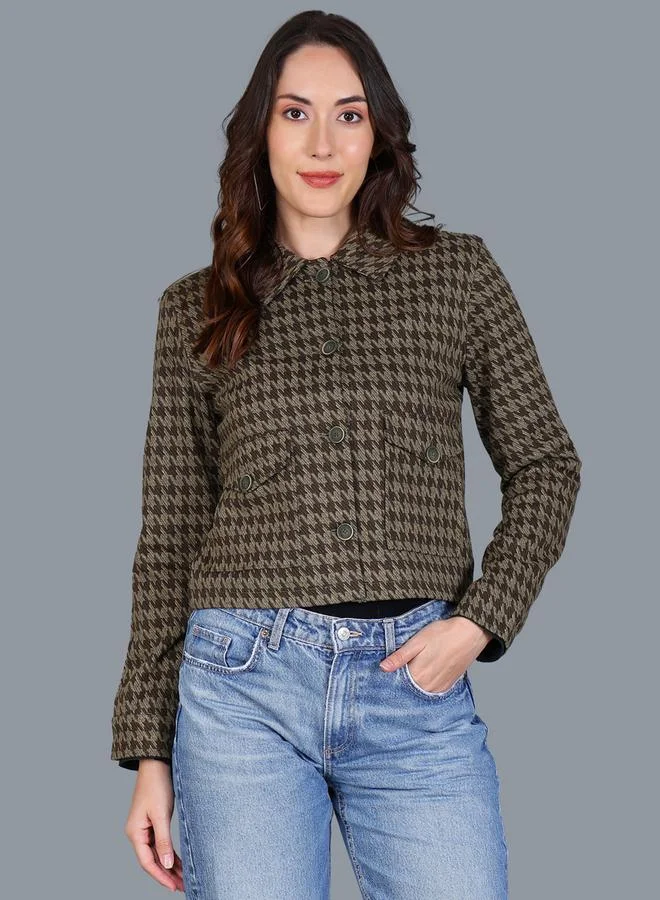 فورت كولينز جاكيت بنقشة رجل الديك بأزرار